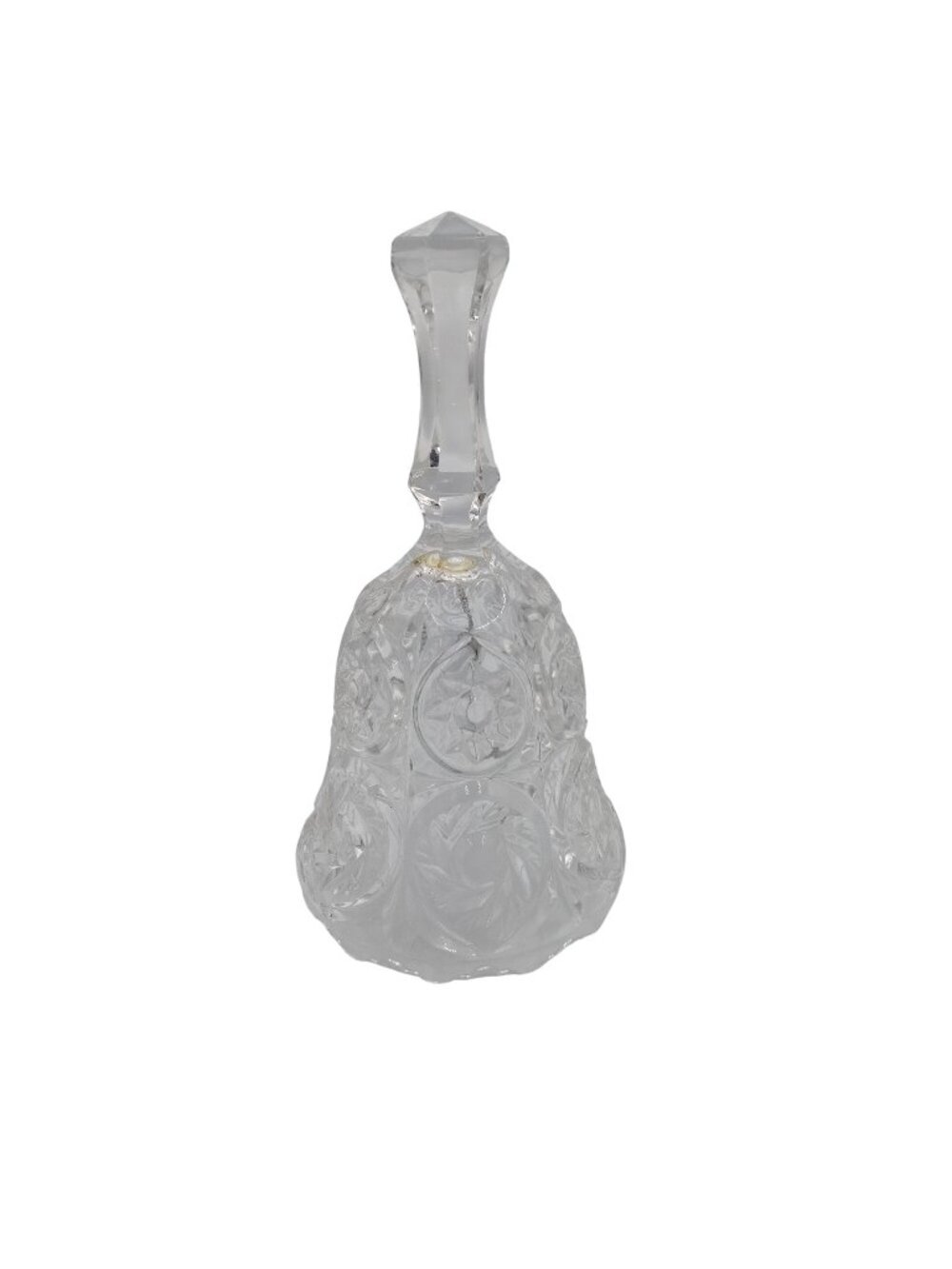 Vintage Clear Crystalline Glass Bell 7" Faceted Handle Cut Floral Wedding Decor